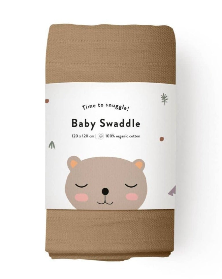 Organic Baby Swaddle Maxi — Brown Swaddle Little Otja   