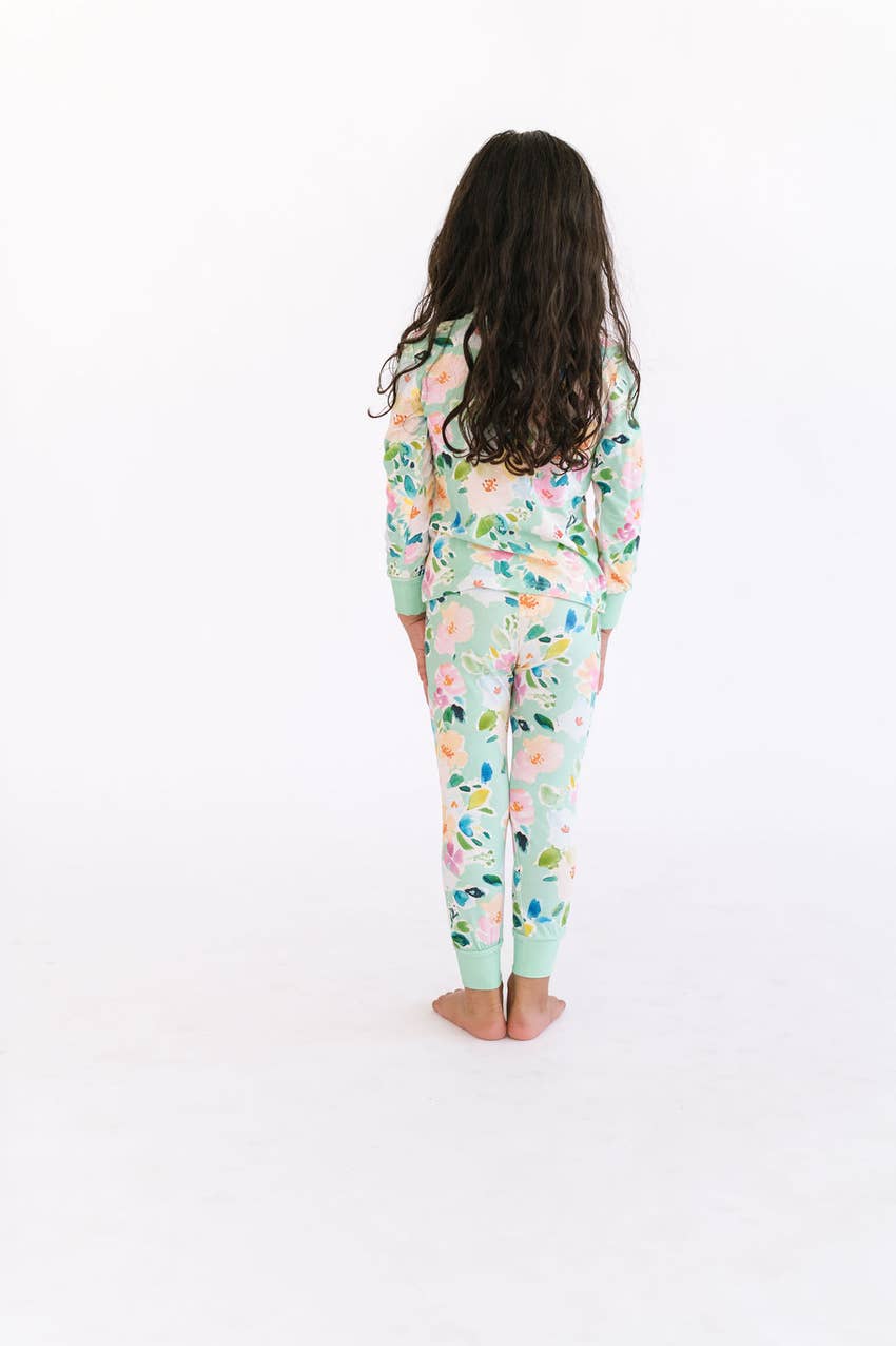 2 Piece Pajama Set in Watercolor Floral  Ollie Jay   