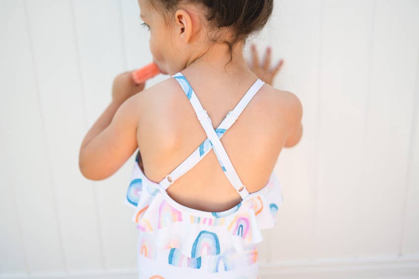 Makayla Swim in Watercolor Rainbow  Ollie Jay   