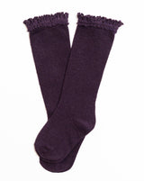 Eggplant Lace Top Knee Highs 