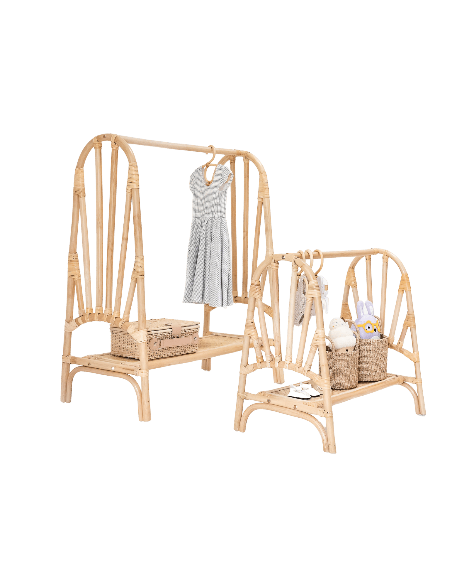 Kiara Mini Rattan Clothing Rack Doll Furniture Ellie & Becks Co.   