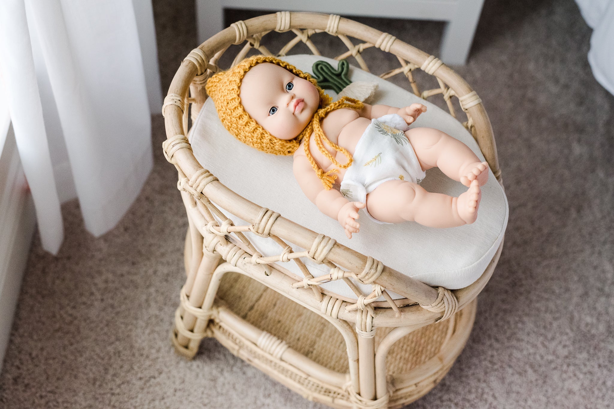 Aria Doll Rattan Changing Table Doll Furniture Ellie & Becks Co.   