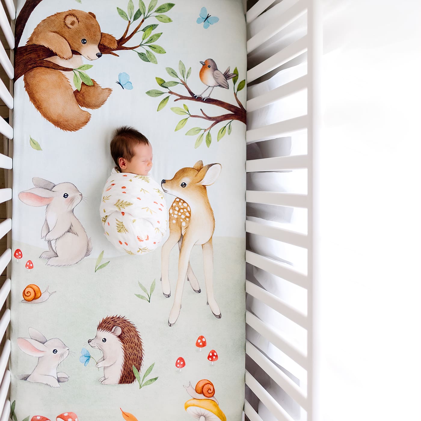 Crib sheet and Swaddle bundle - Enchanted Forest  Rookie Humans   