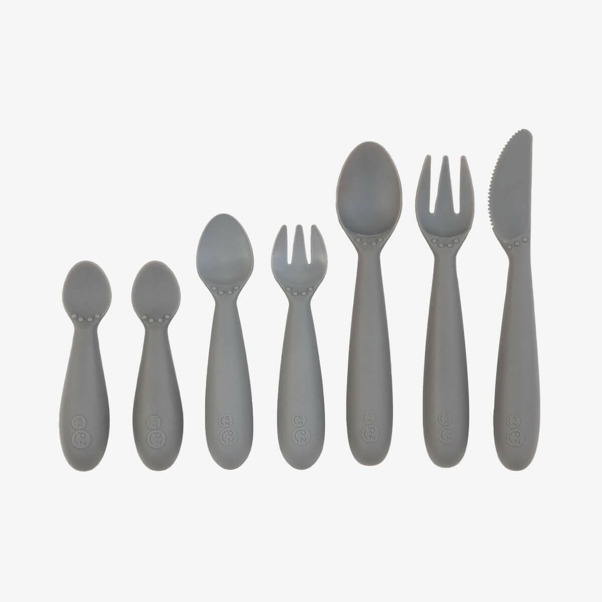 Developmental Utensil Set Retail ezpz Gray  