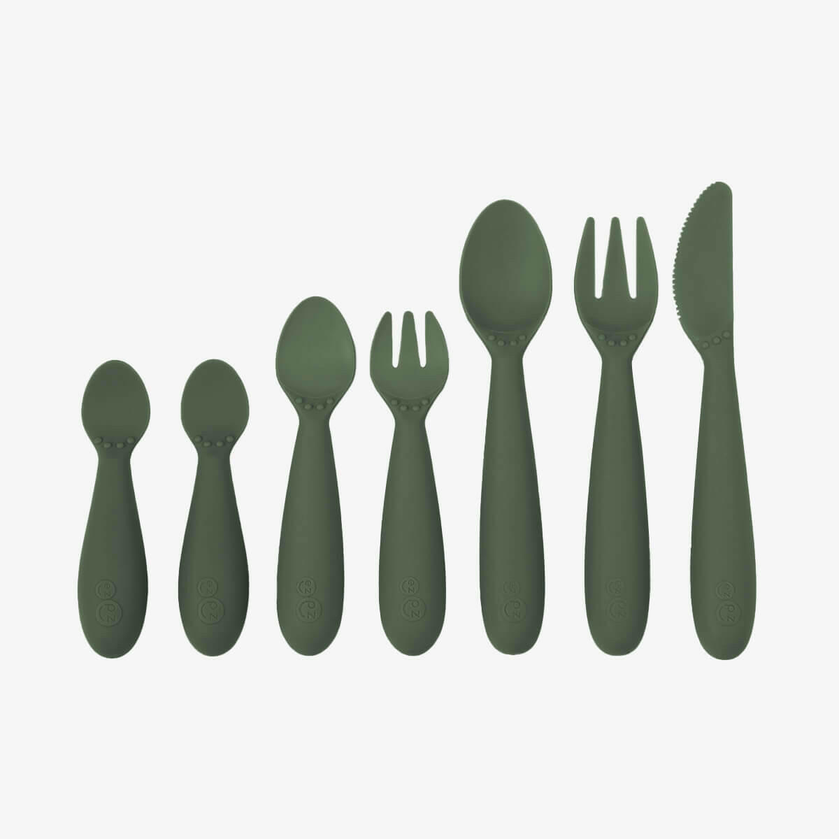 Developmental Utensil Set Retail ezpz Olive  