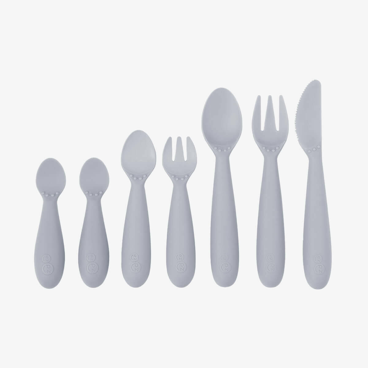 Developmental Utensil Set Retail ezpz Pewter  