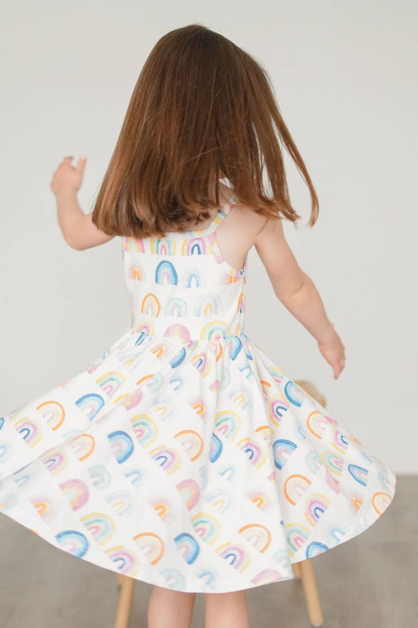 Camila Dress in Watercolor Rainbow dress Ollie Jay   