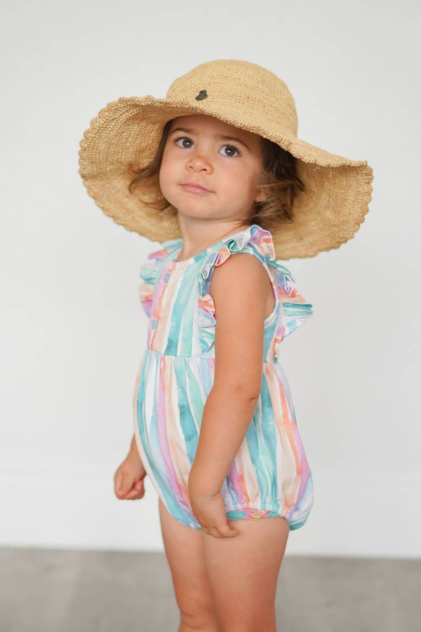 Betsy Romper in Watercolor Stripe romper Ollie Jay   