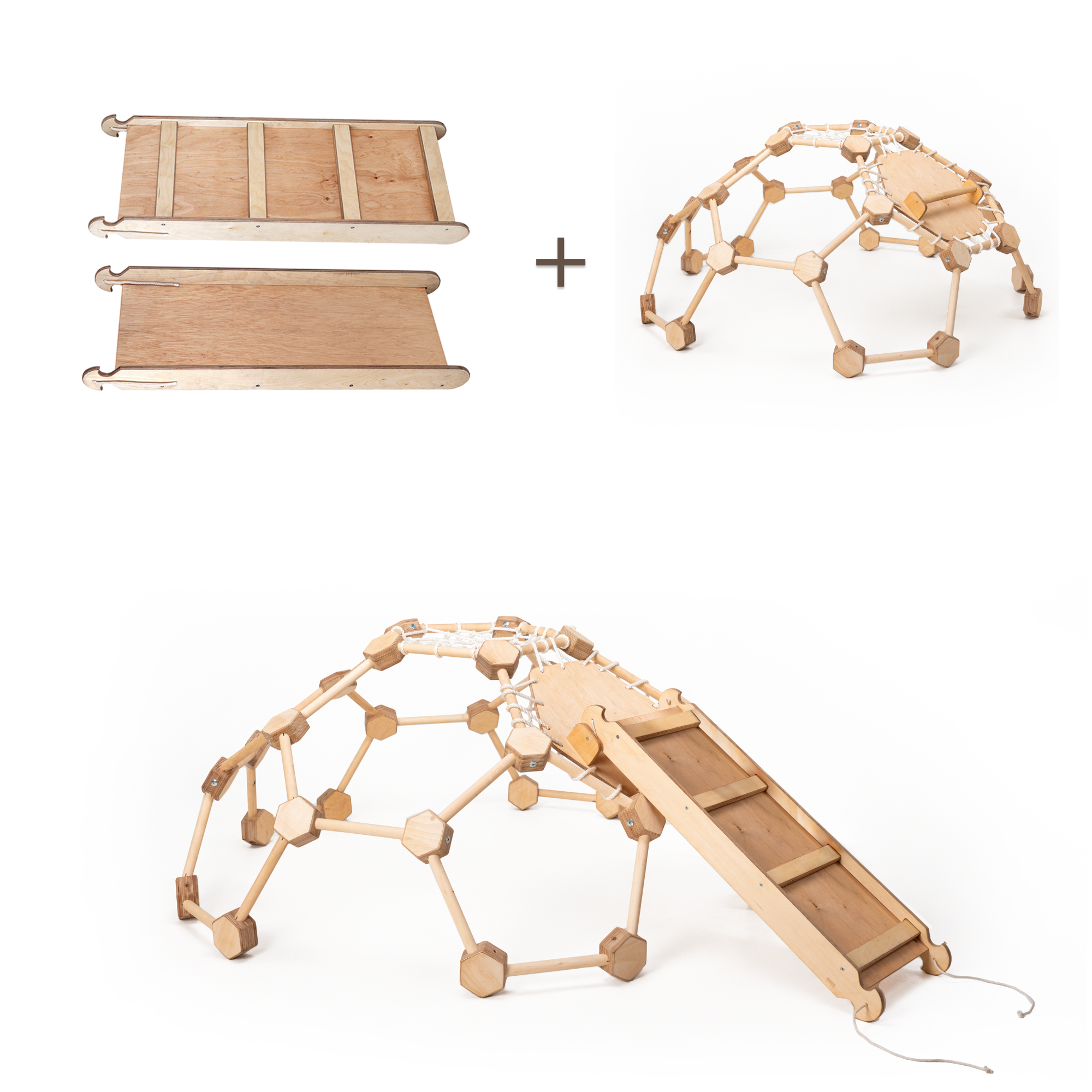 2in1 Climbing Set: Wooden Climbing Frame Geodome / Climbing Dome with Slide Board  for Kids 2-6 y.o. Climbing Dome Goodevas   