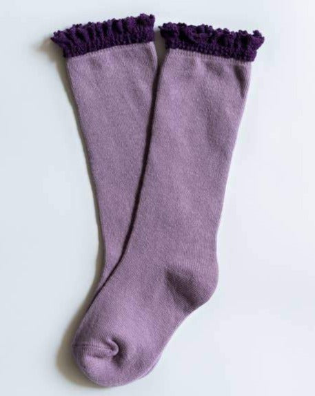 Purple  Plum Lace Top Knee Highs