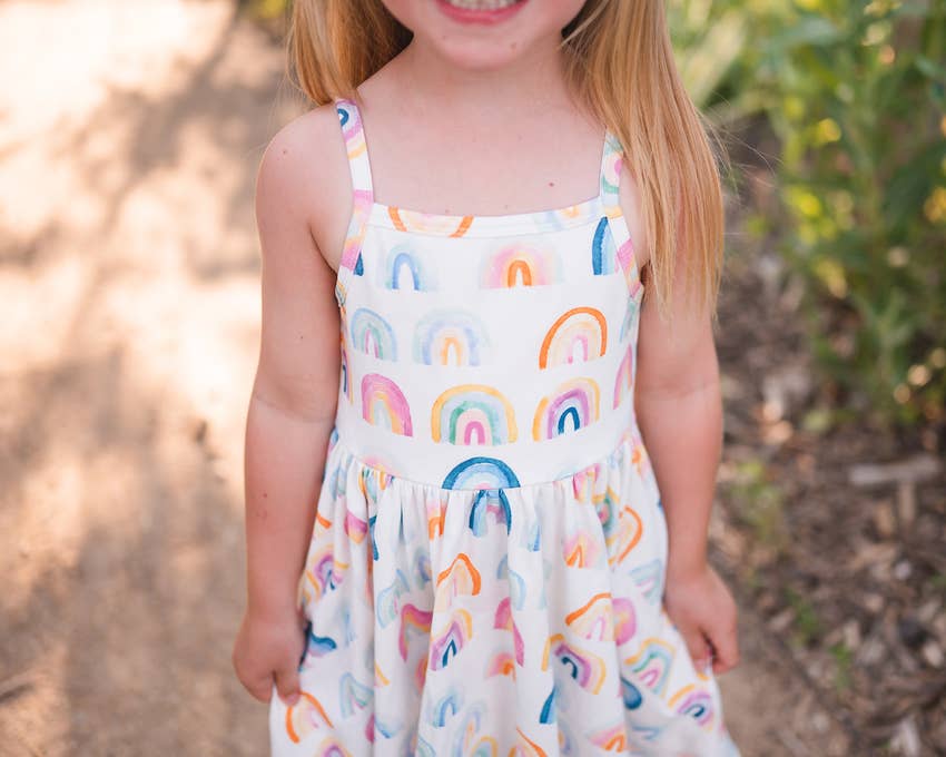 Camila Dress in Watercolor Rainbow dress Ollie Jay   