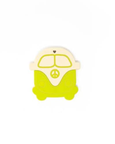 Silicone Teether - Peace Vintage Bus Baby Essentials Three Hearts Electric Green  