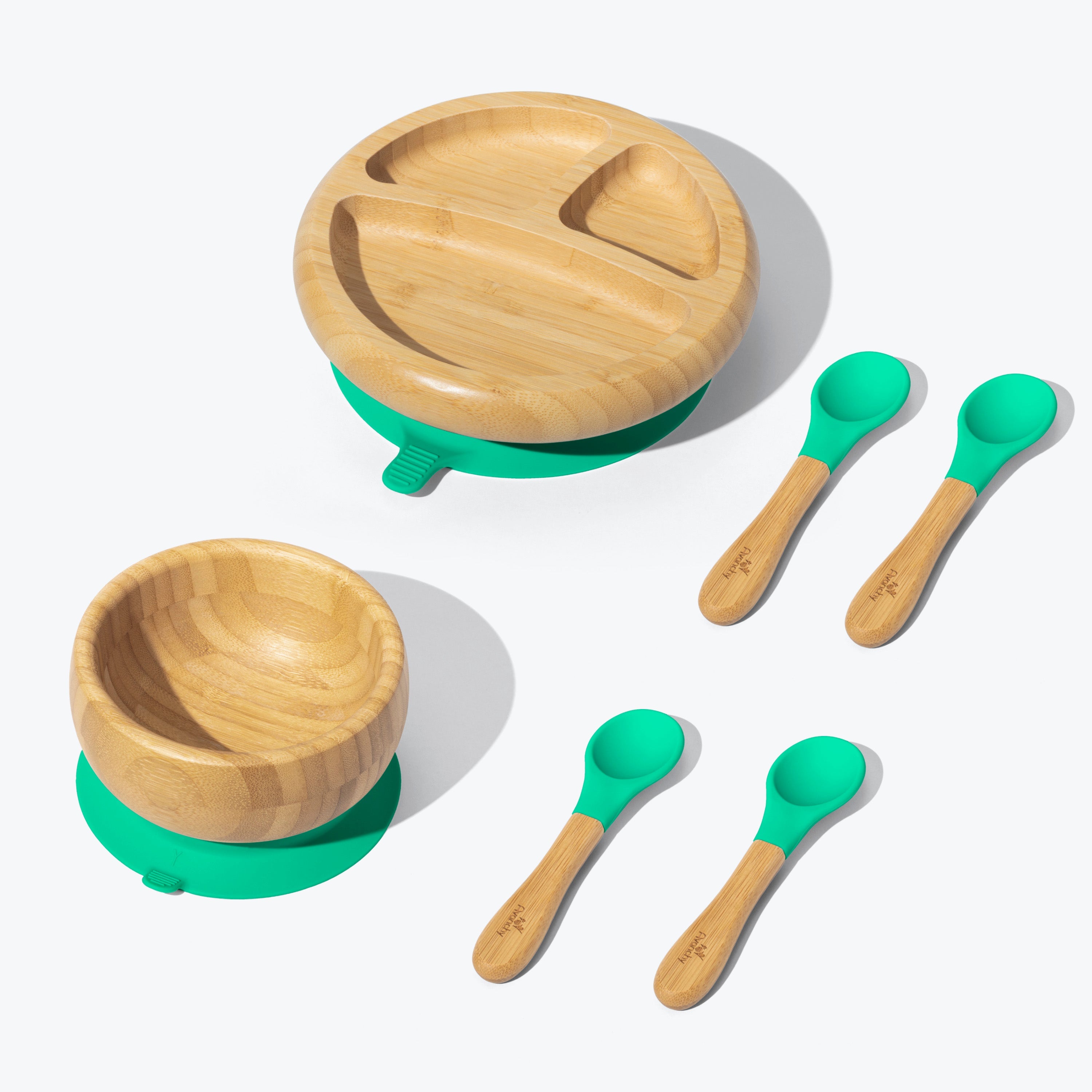 Avanchy Bamboo Starter Kits Nursing & Feeding Avanchy Sustainable Baby Dishware Spoons Green 