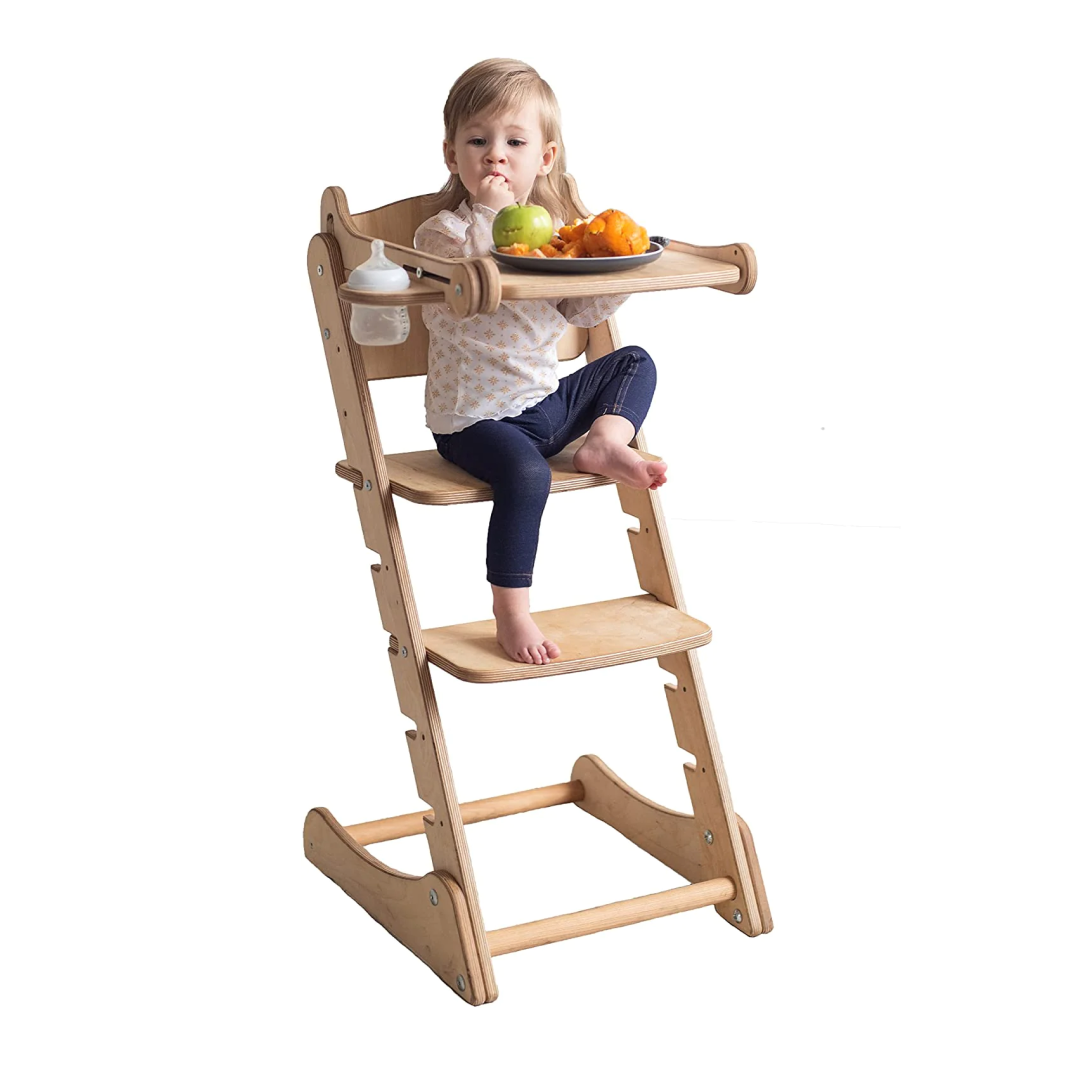 Growing Chair for Kids - Kitchen Helper with Tabletop – Beige Growing chairs Goodevas Beige  