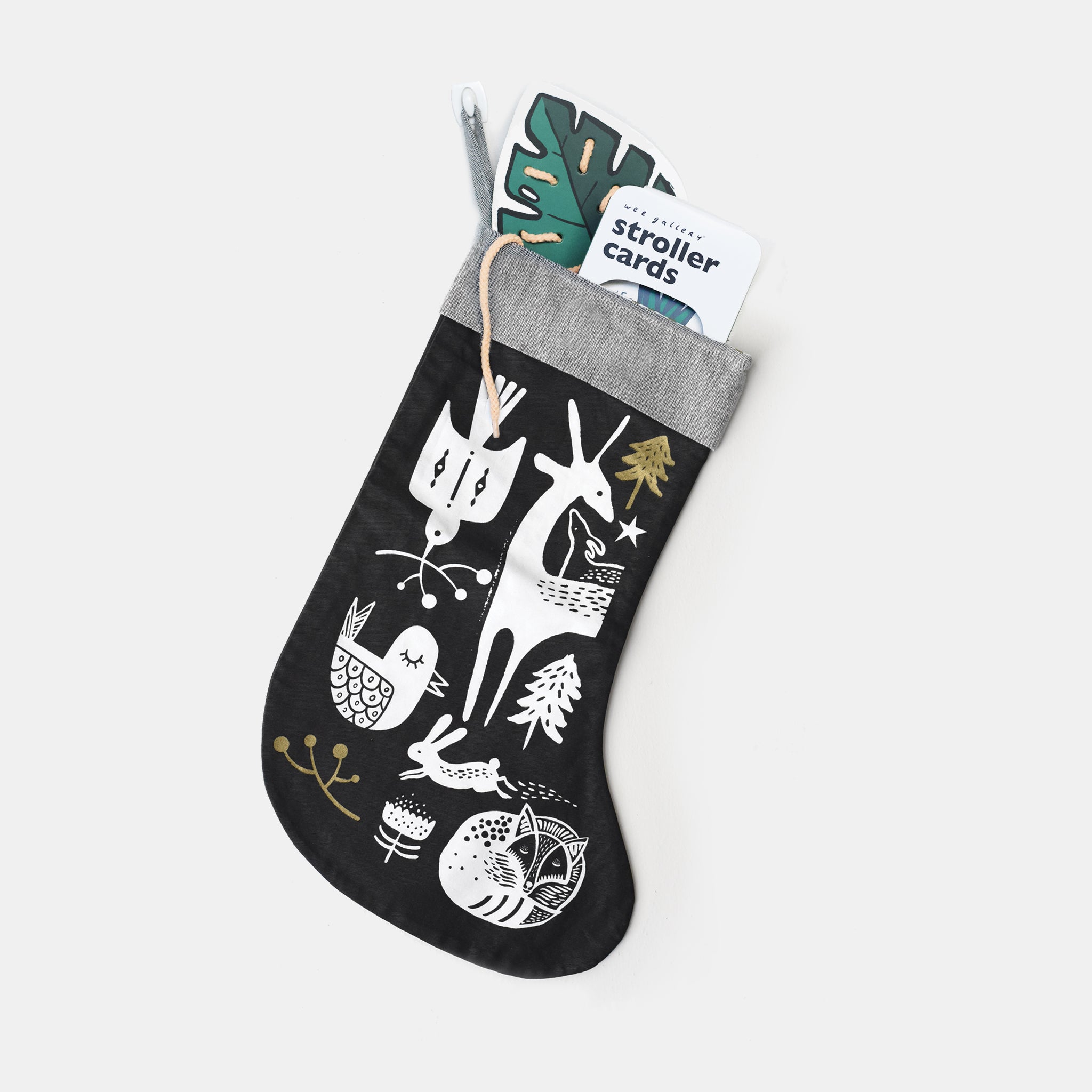 Winter Animals Stocking - White on Black Christmas Wee Gallery   