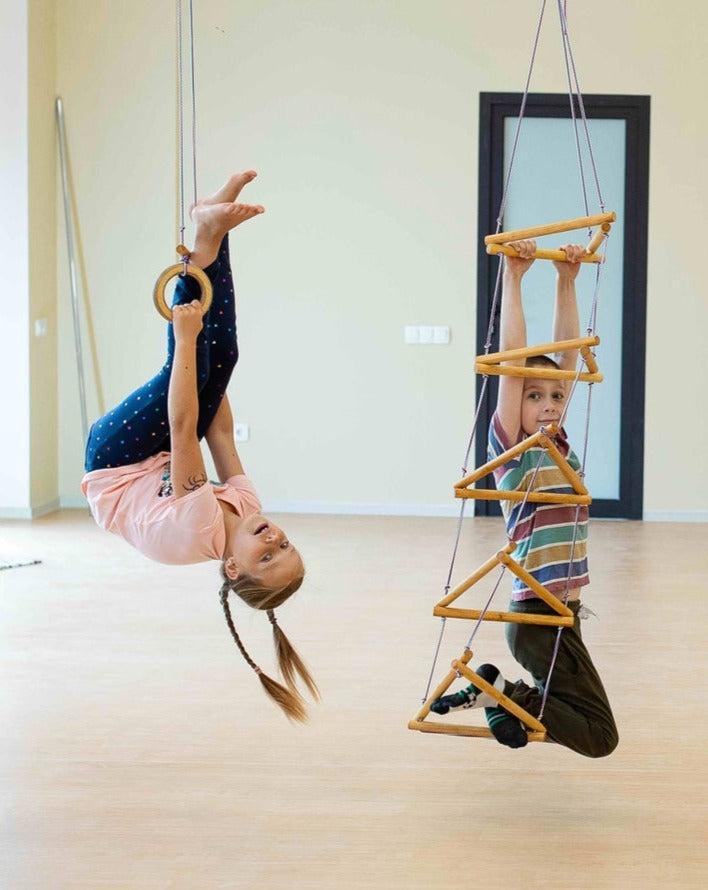 3in1 Swings Set: Rope swing + Trapeze bar with rings + Triangle rope ladder 3in1 Swing Set Goodevas   