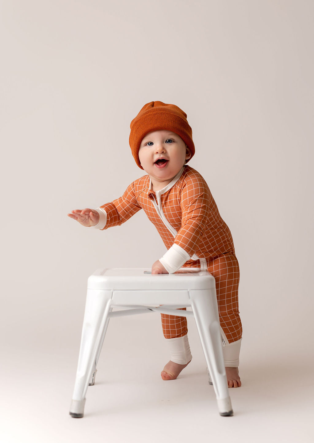 Rust Grid Zipper Romper - Jammers x Karrie Locher Baby & Toddler In my Jammers   