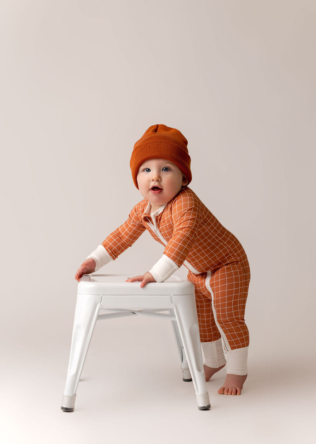 Rust Grid Zipper Romper - Jammers x Karrie Locher Baby & Toddler In my Jammers   