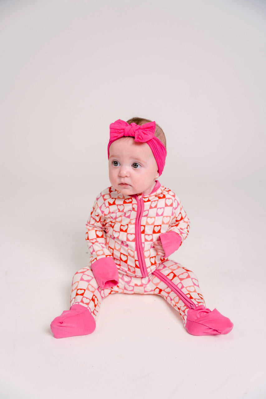 Heart Checkered Zipper Romper Baby & Toddler In my Jammers   