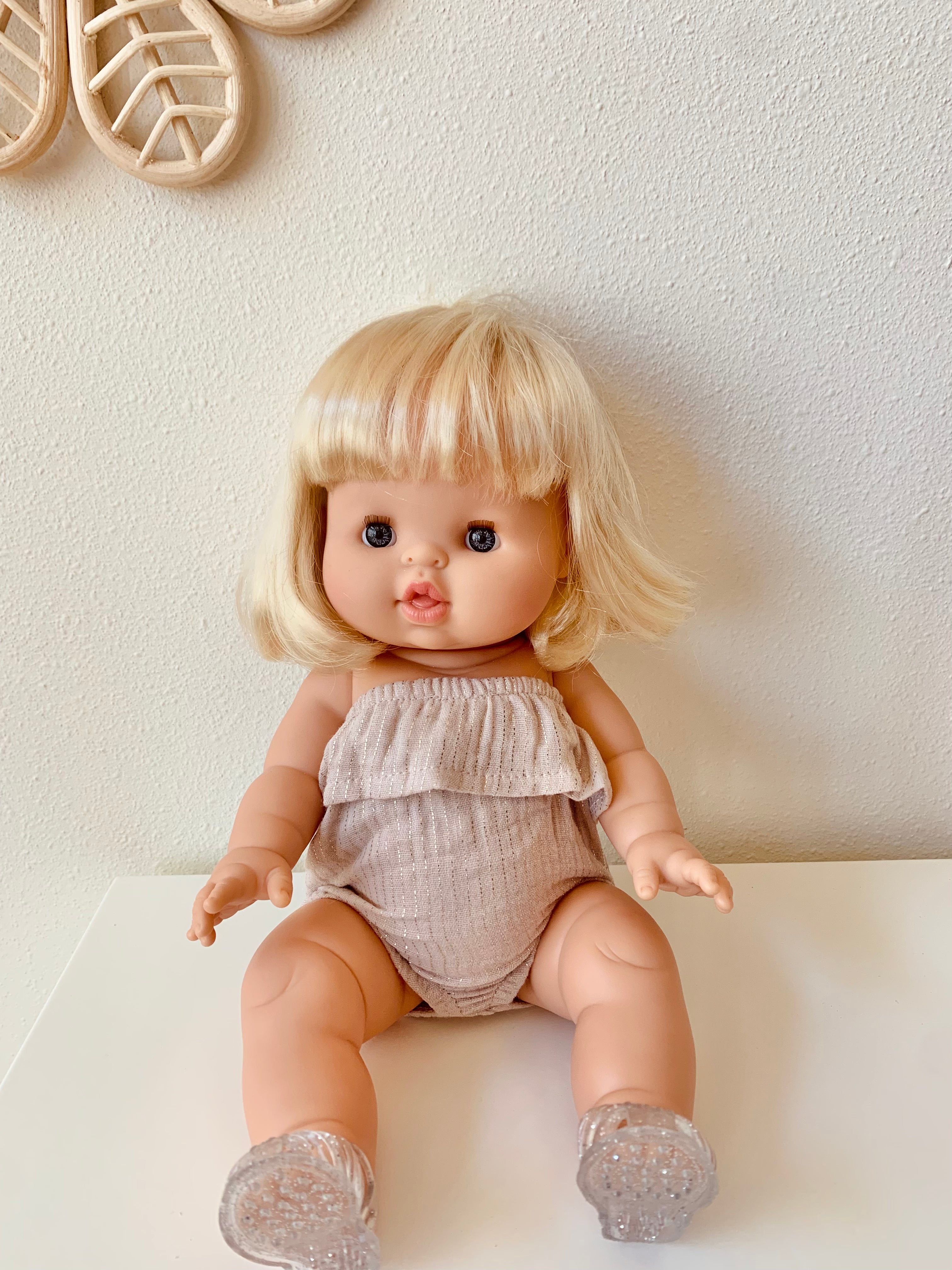 Strapless Doll Romper - Beige Doll Clothing minikane   