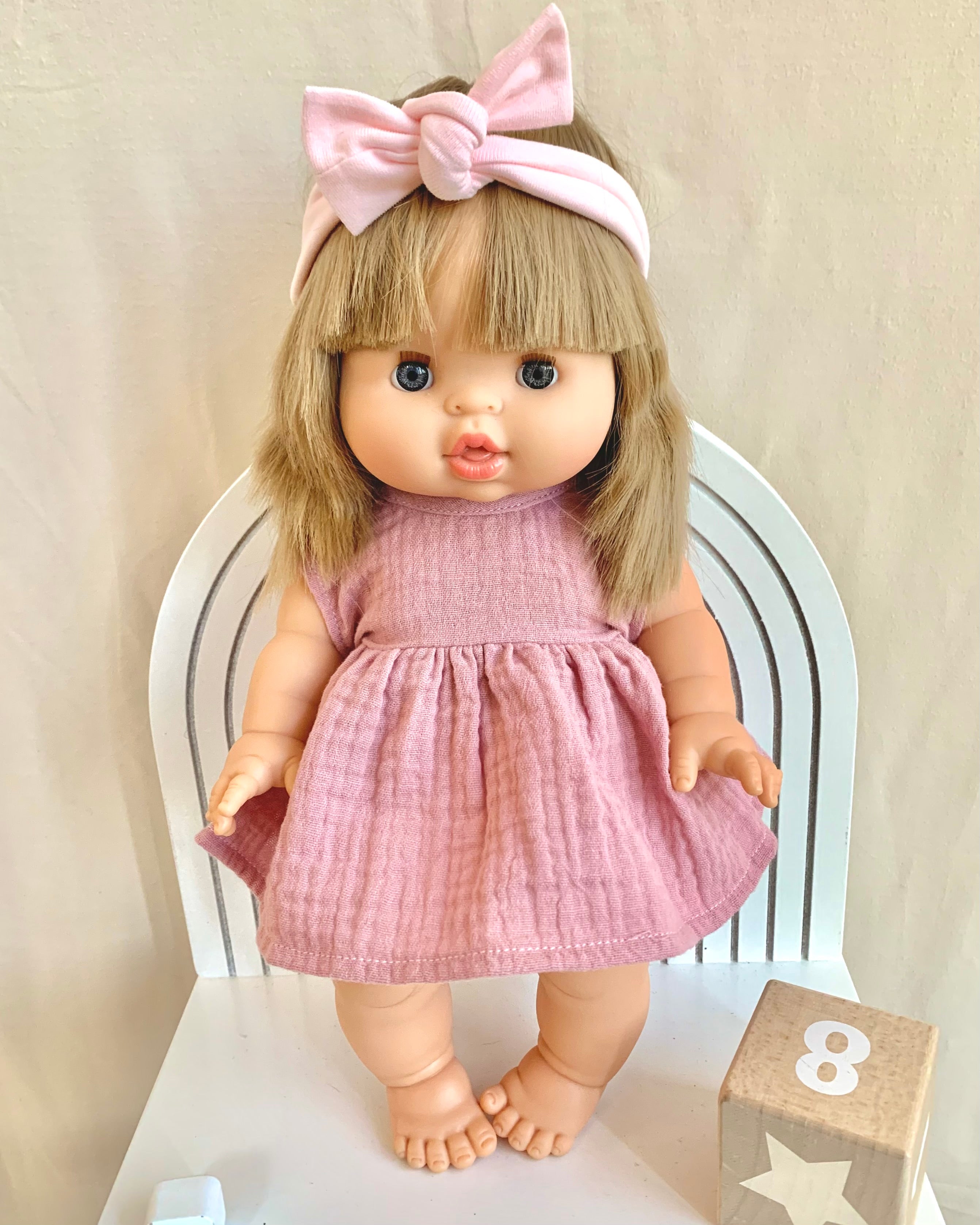 Doll Cotton Dress  Little Wonder & Co Soft Pink  