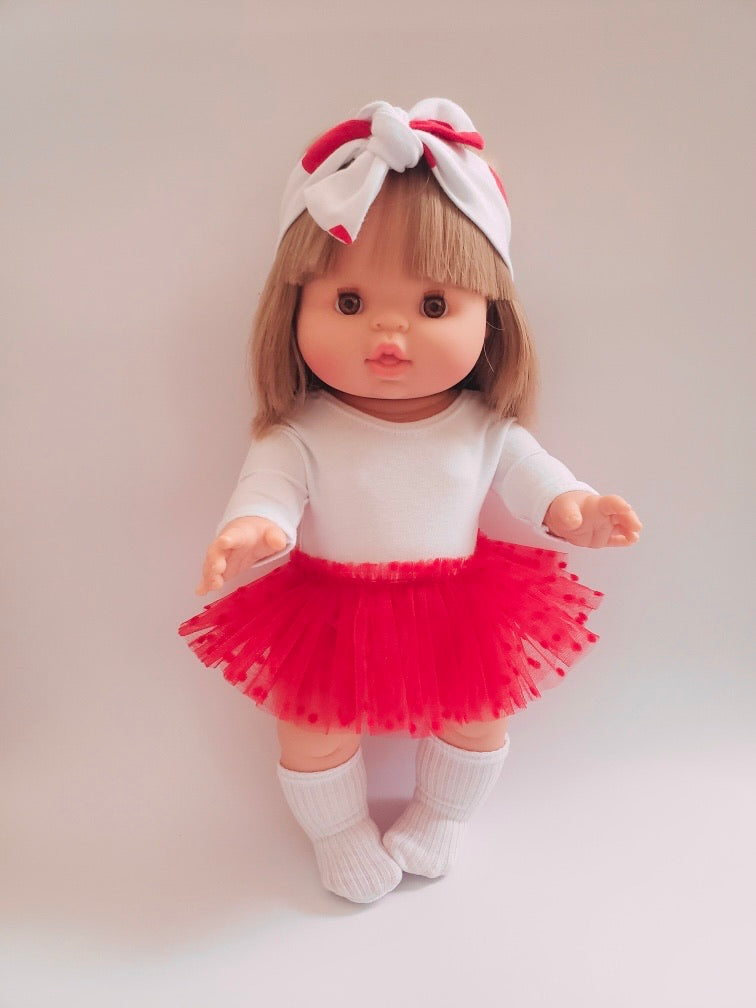 Red “Galentines” Doll Tutu Skirt Doll Clothing Little Wonder & Co.   