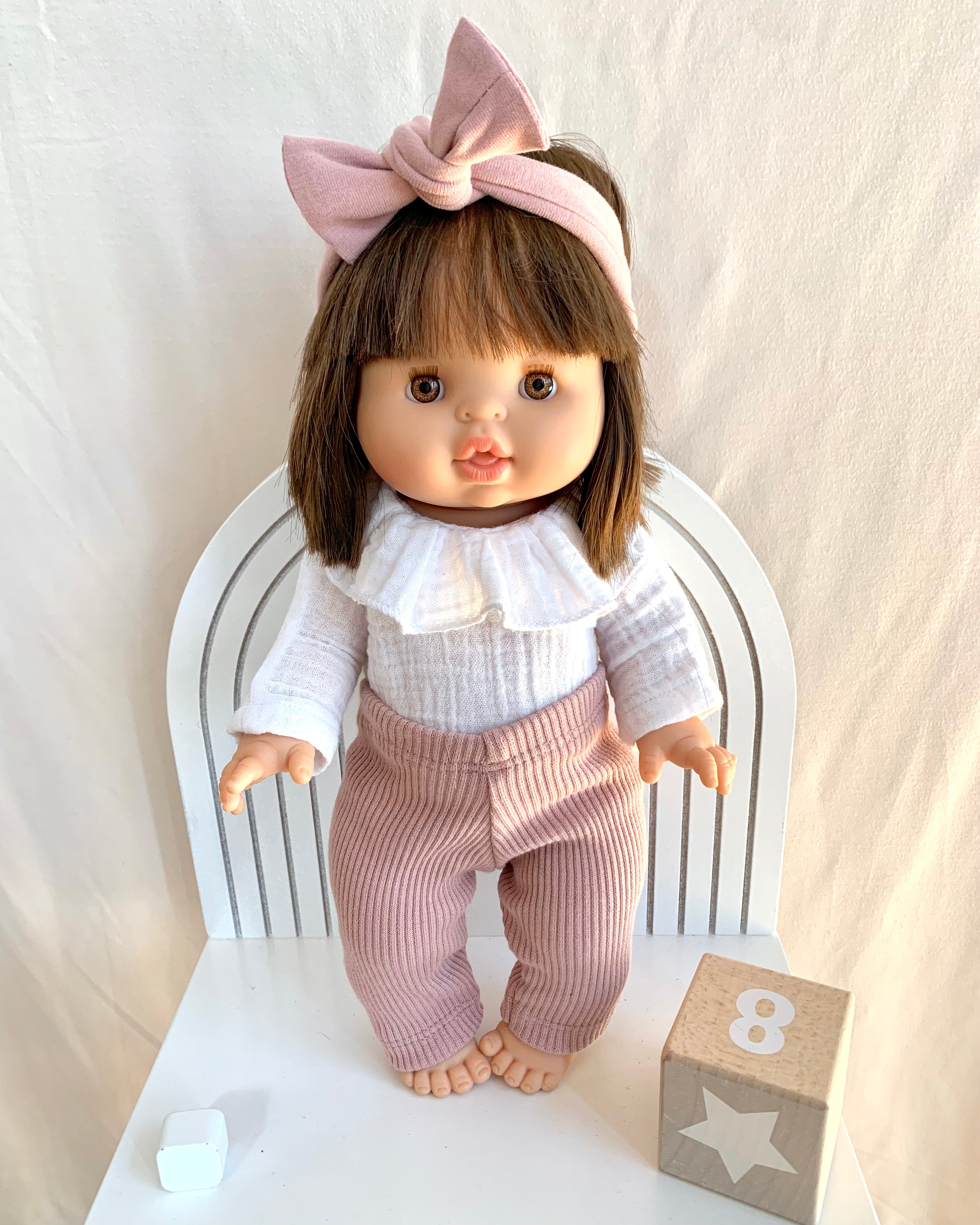 Ruffle Long Sleeve Romper Doll Clothing Little Wonder & Co. White  