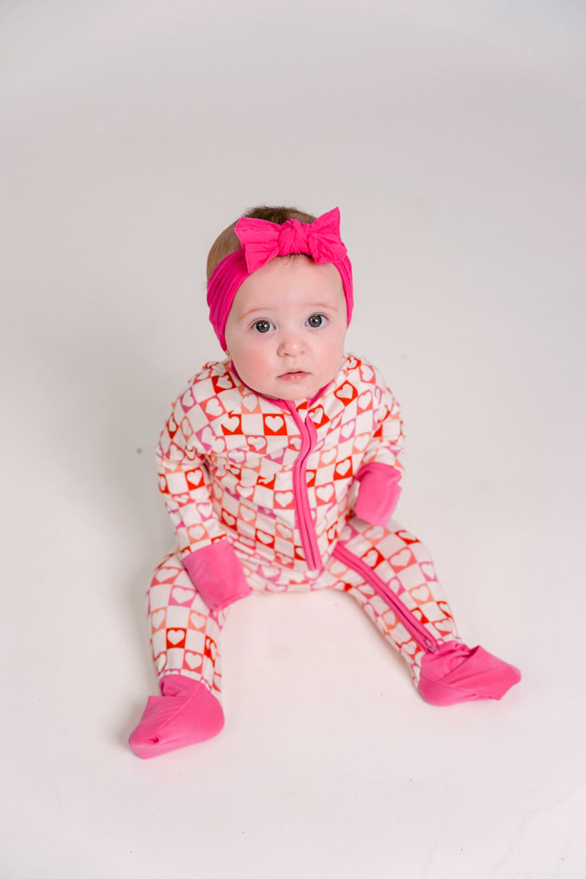 Heart Checkered Zipper Romper Baby & Toddler In my Jammers   