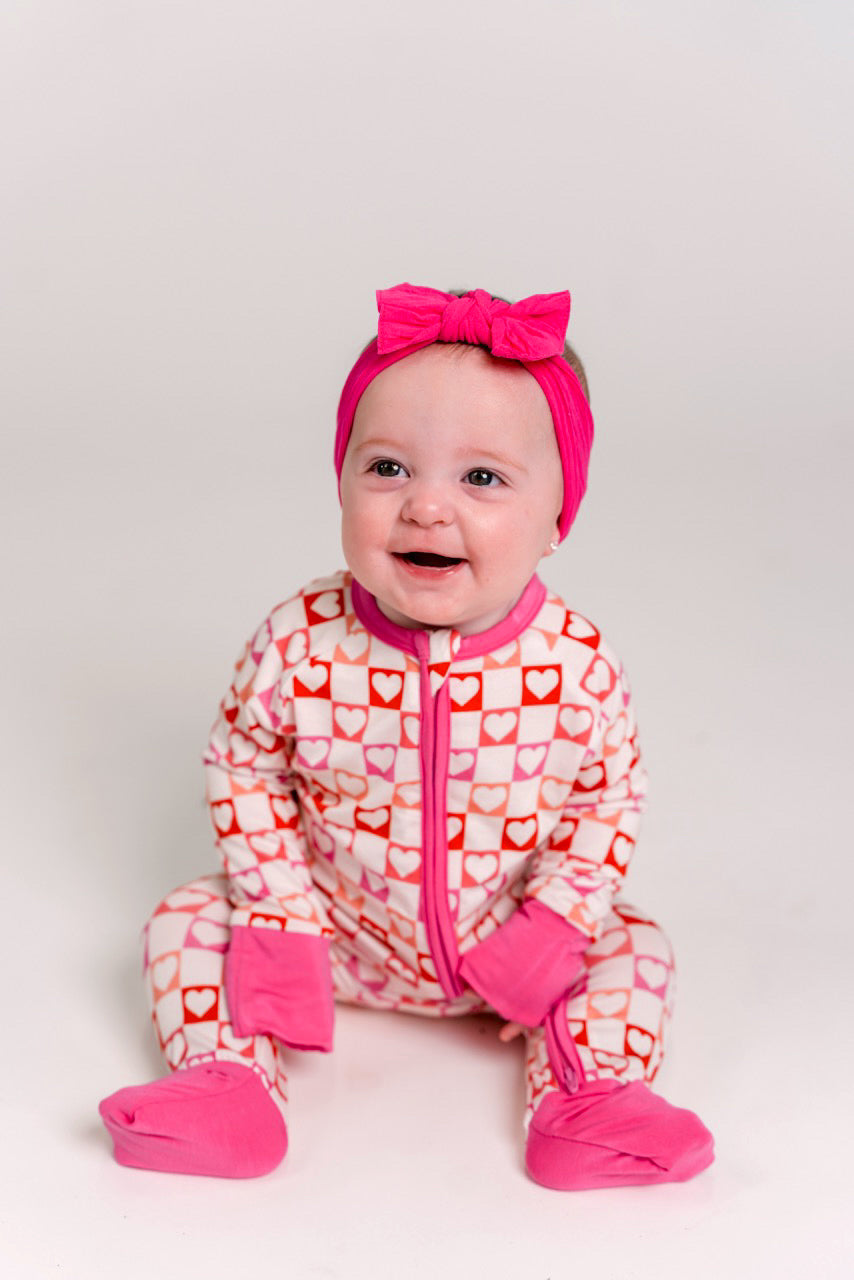 Heart Checkered Zipper Romper Baby & Toddler In my Jammers   