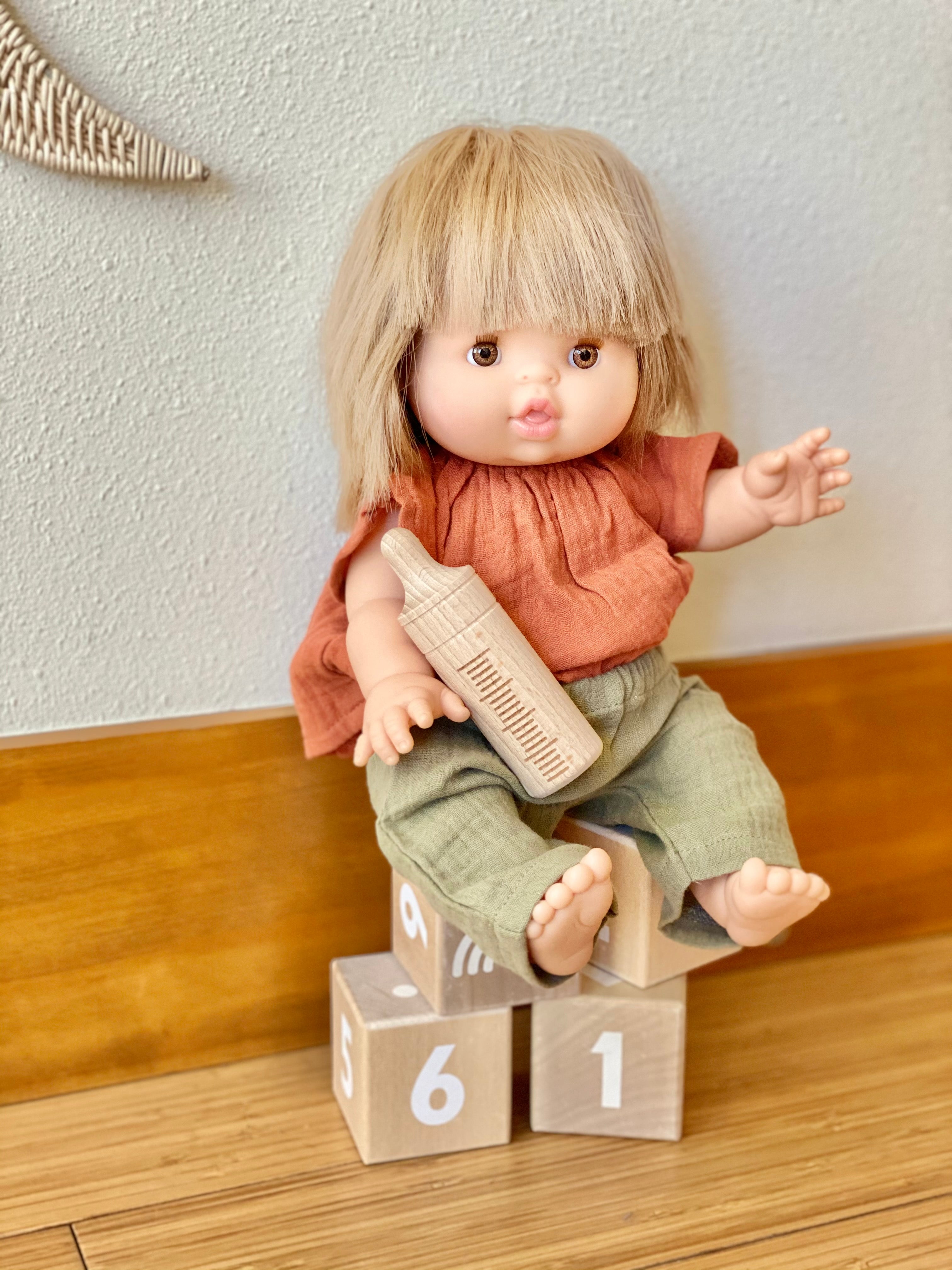 Doll Flutter Shirt & Pant Set - Mazarine Terracotta/Olive Doll Clothing Minikane   