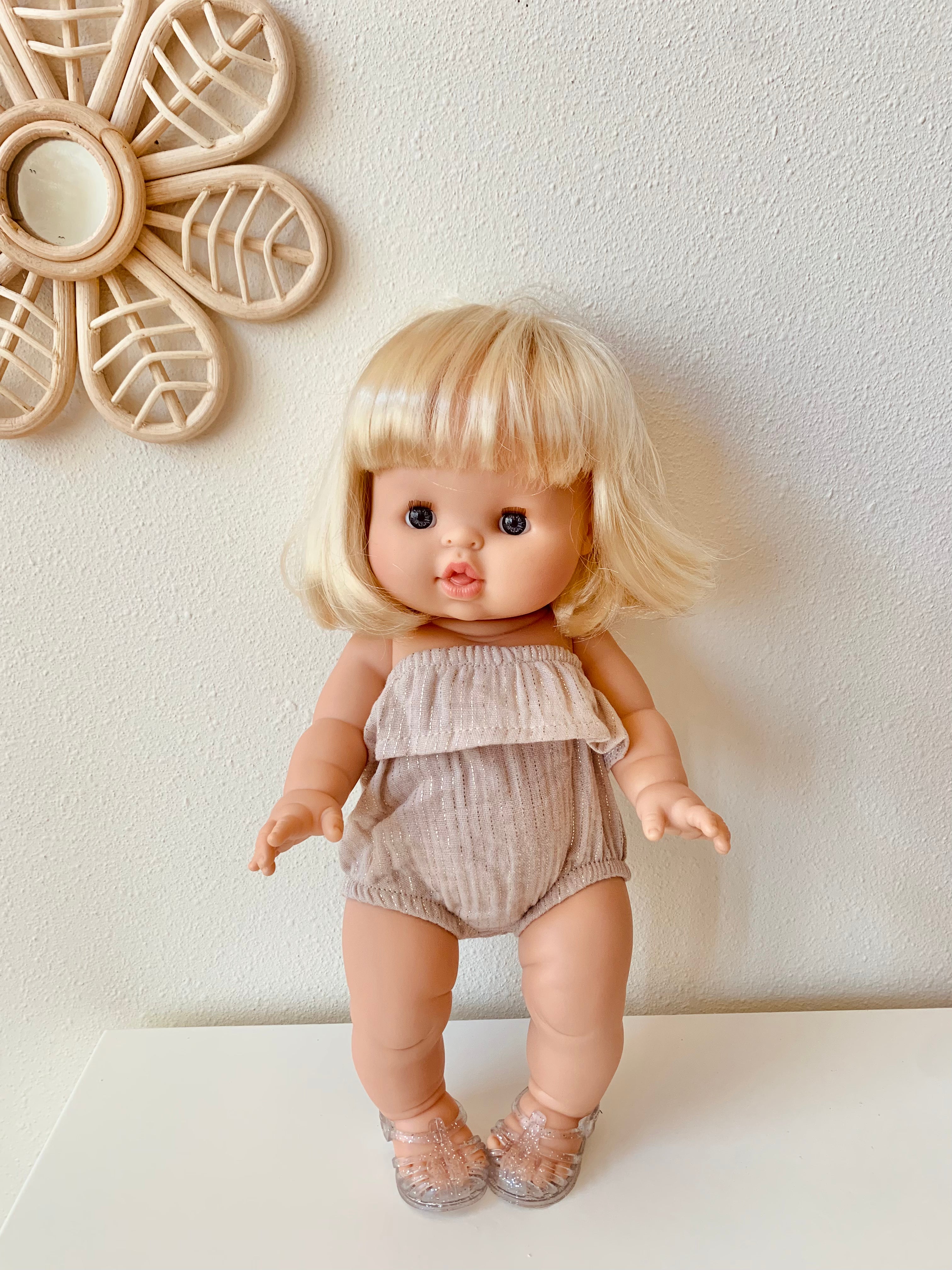 Strapless Doll Romper - Beige Doll Clothing minikane   