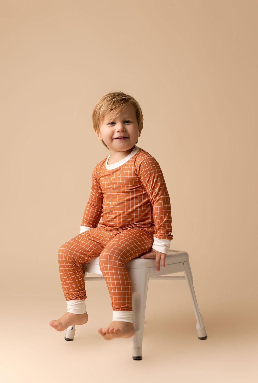 Rust Grid Two Piece Set - Jammers x Karrie Locher Baby & Toddler Sleepwear In my Jammers   