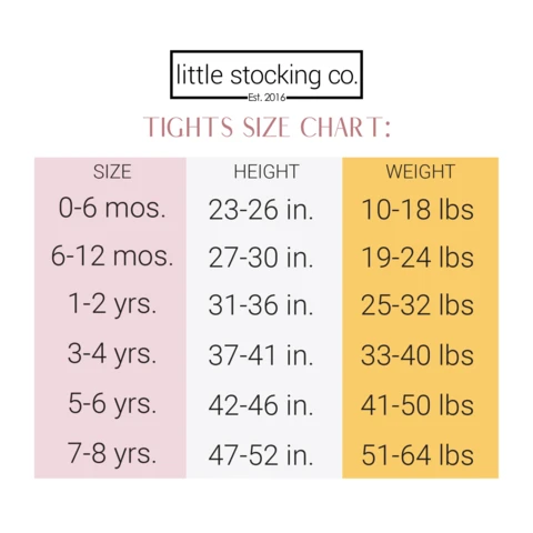 Little Stocking Co. Tights Size Charts