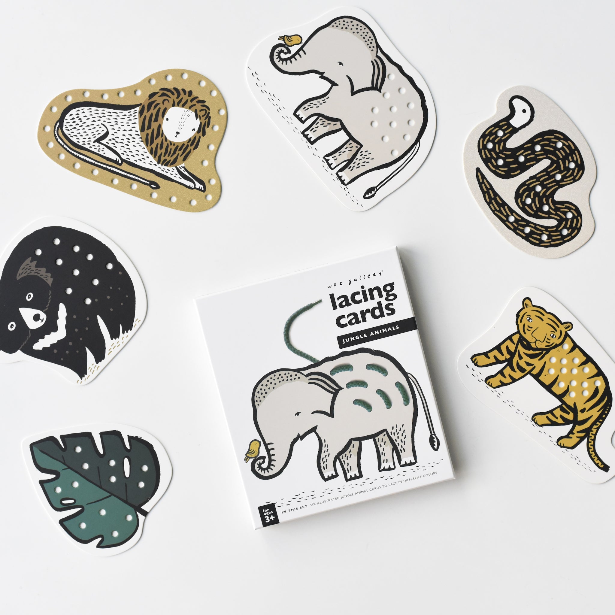 Lacing Cards - Jungle Animals Learning Cards Wee Gallery   