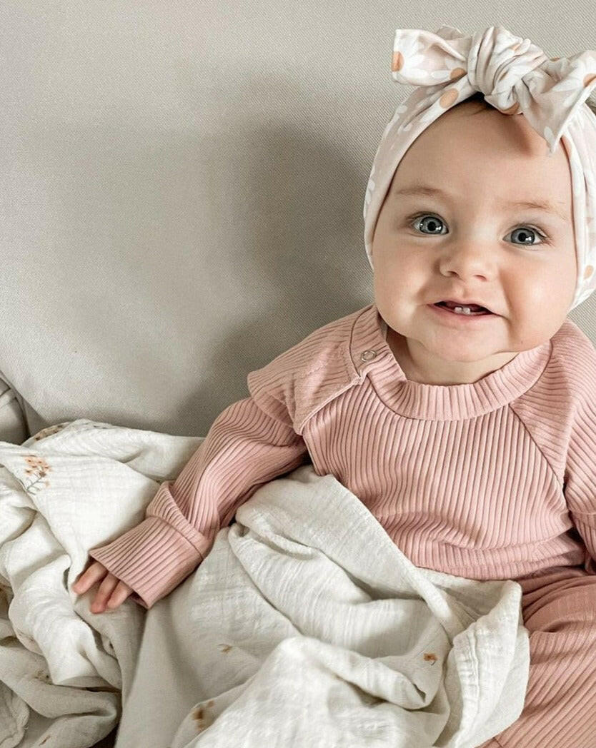 Muslin Swaddle Blanket Organic Cotton - Flowers Baby Essentials Mushie   