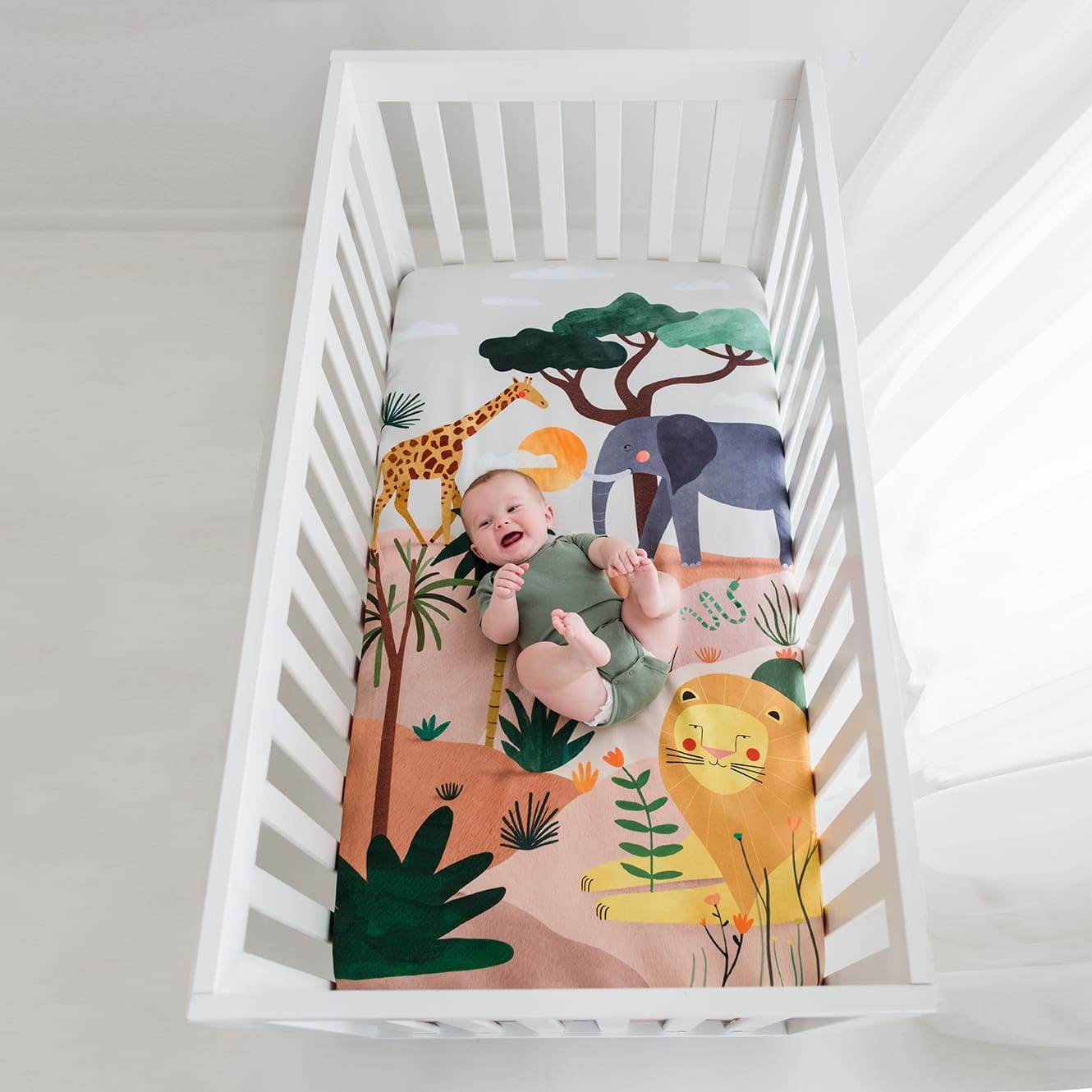 Crib sheet and Swaddle bundle - In The Savanna  Rookie Humans   