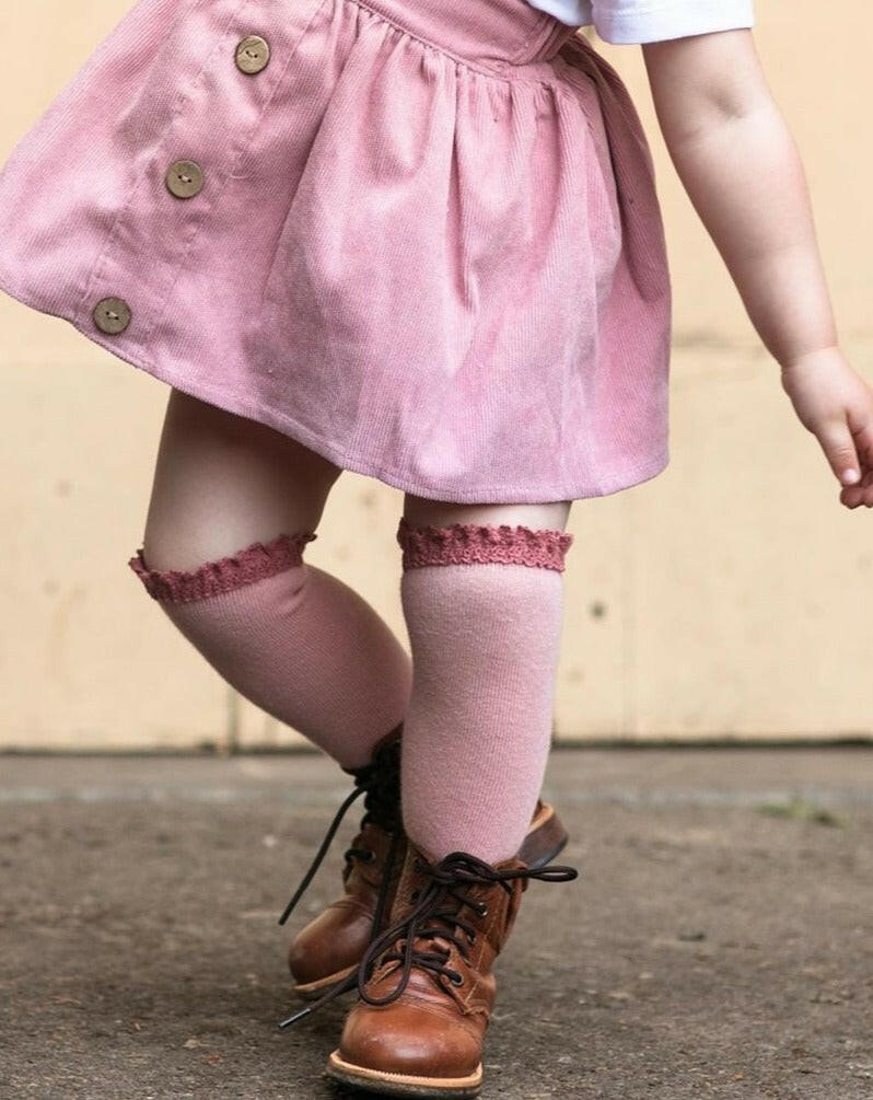 Blush + Mauve Lace Top Knee Highs Socks Little Stocking Co   