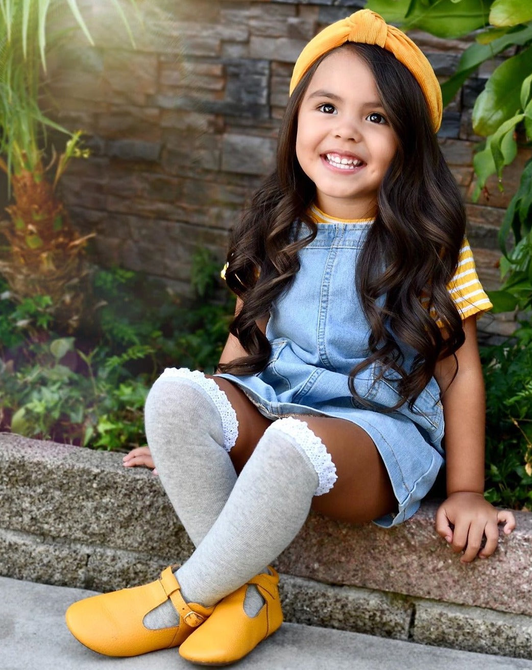 Gray + White Lace Top Knee Highs Socks Little Stocking Co   