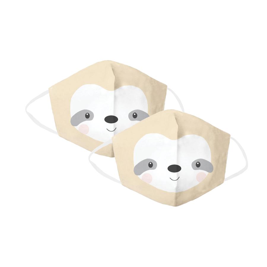 Tan Sloth Children's Face Cover 2 Pack Set Mask MON AMI   