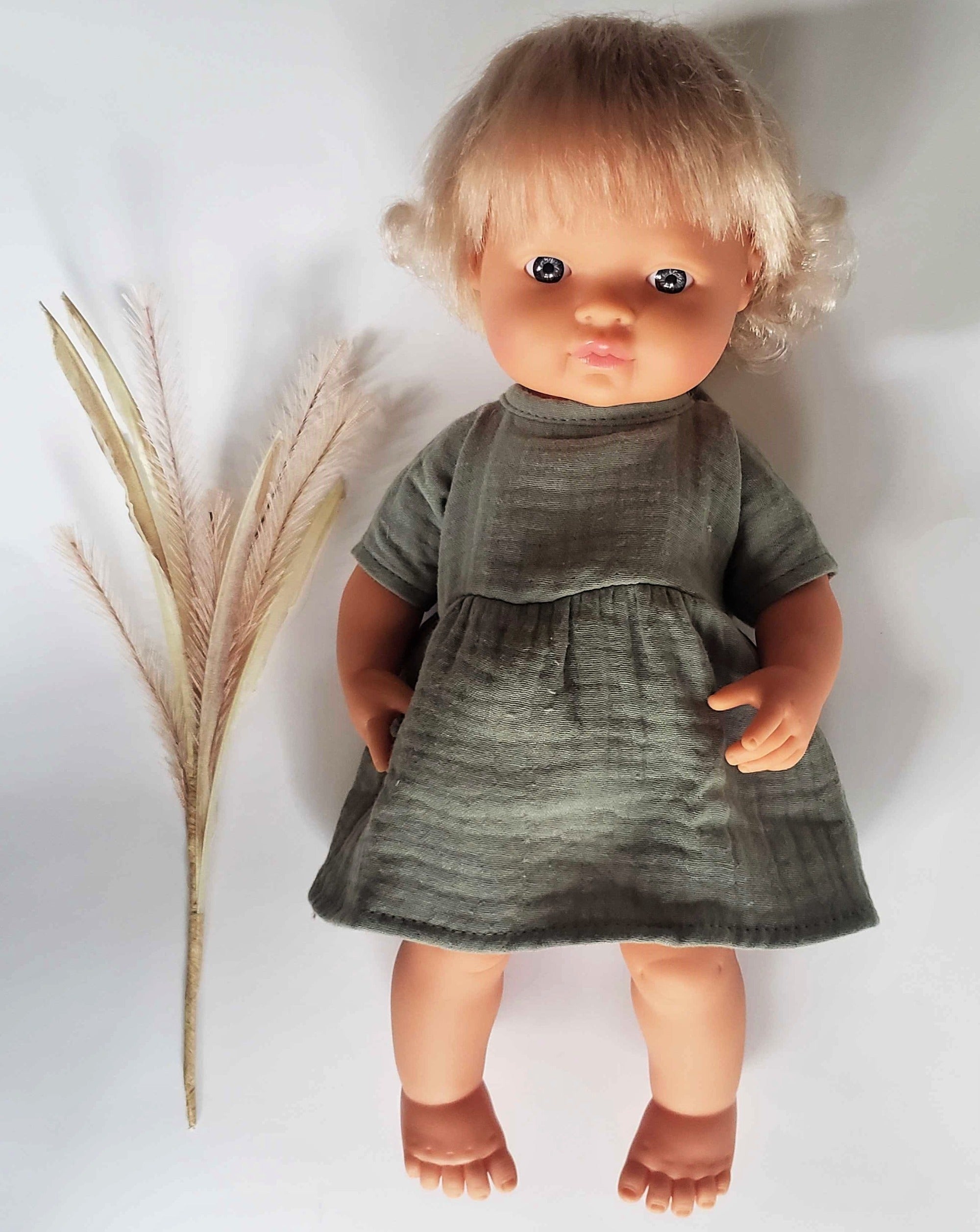 Faustine Cotton Dress in Pistachio Doll Clothing Minikane   