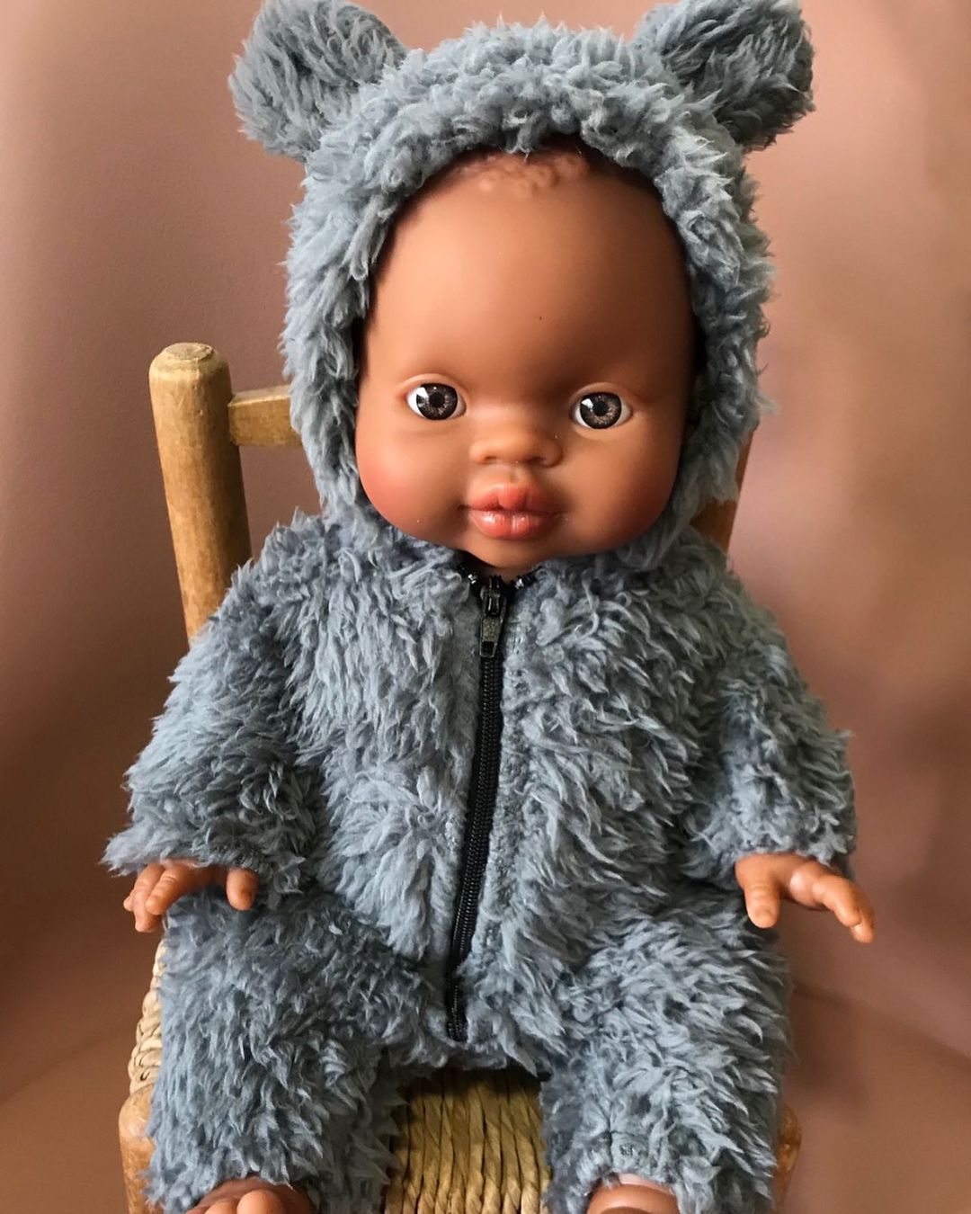 Gray Faux Fur Winnie Jumpsuit Doll Clothing Minikane   