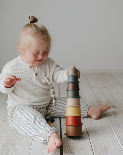 Stacking Cup Toy - Retro Baby Essentials Mushie   