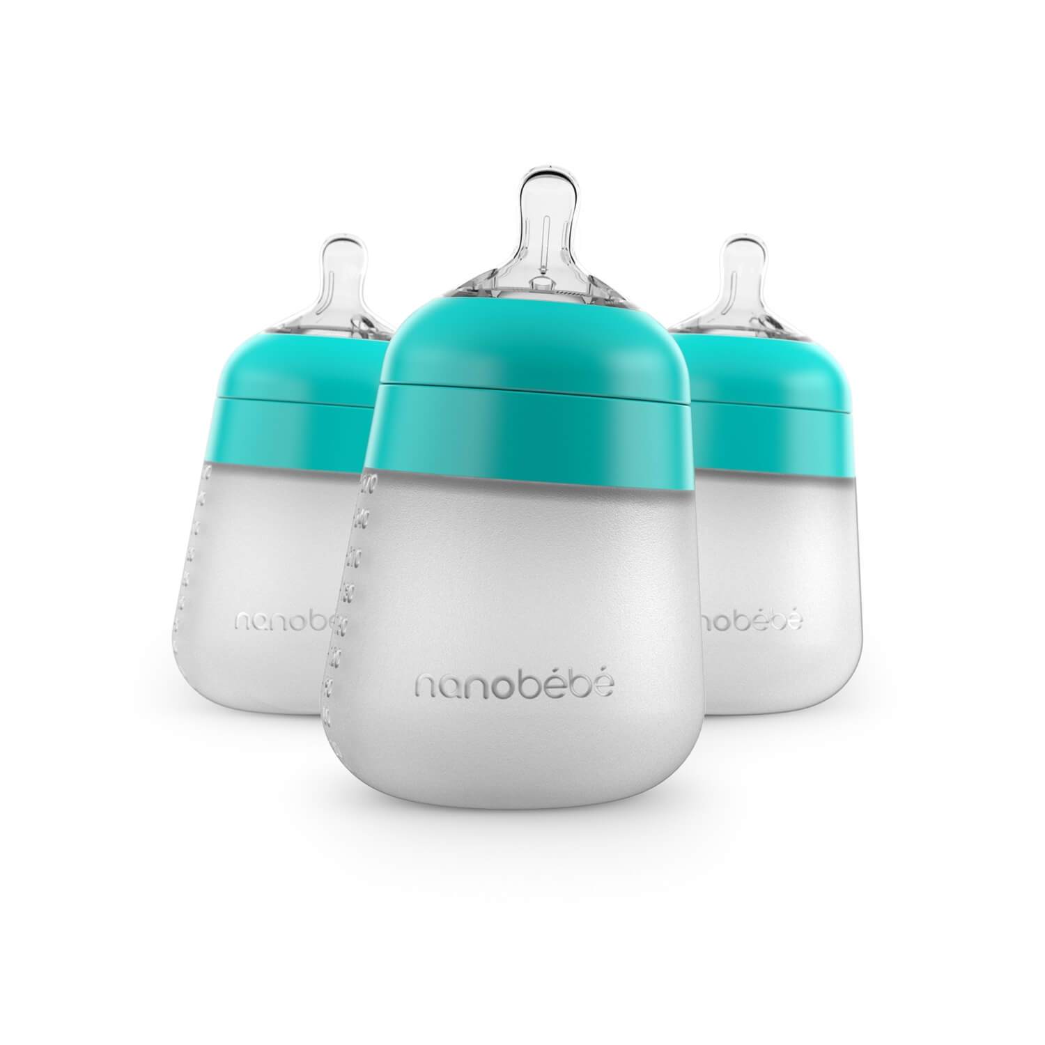 Flexy Silicone Baby Bottle - 5oz & 9oz Best Sellers Nanobébé US Teal 3-Pack 