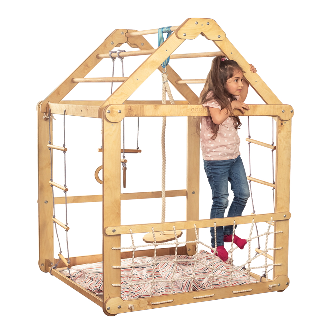 Indoor Wooden Playhouse with Swings Playhouses Goodevas   