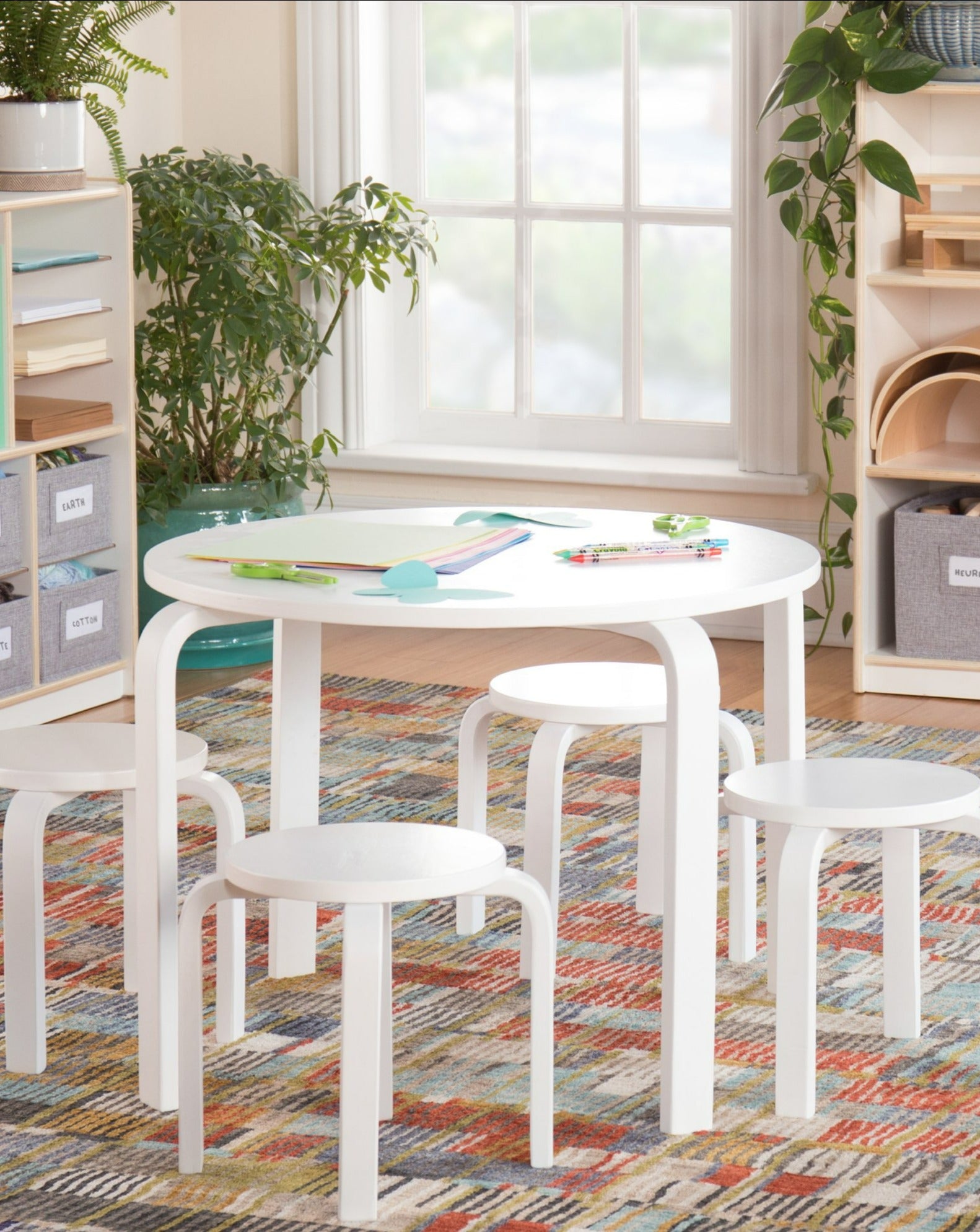 Nordic Table Set – White Playroom Furniture Guidecraft   