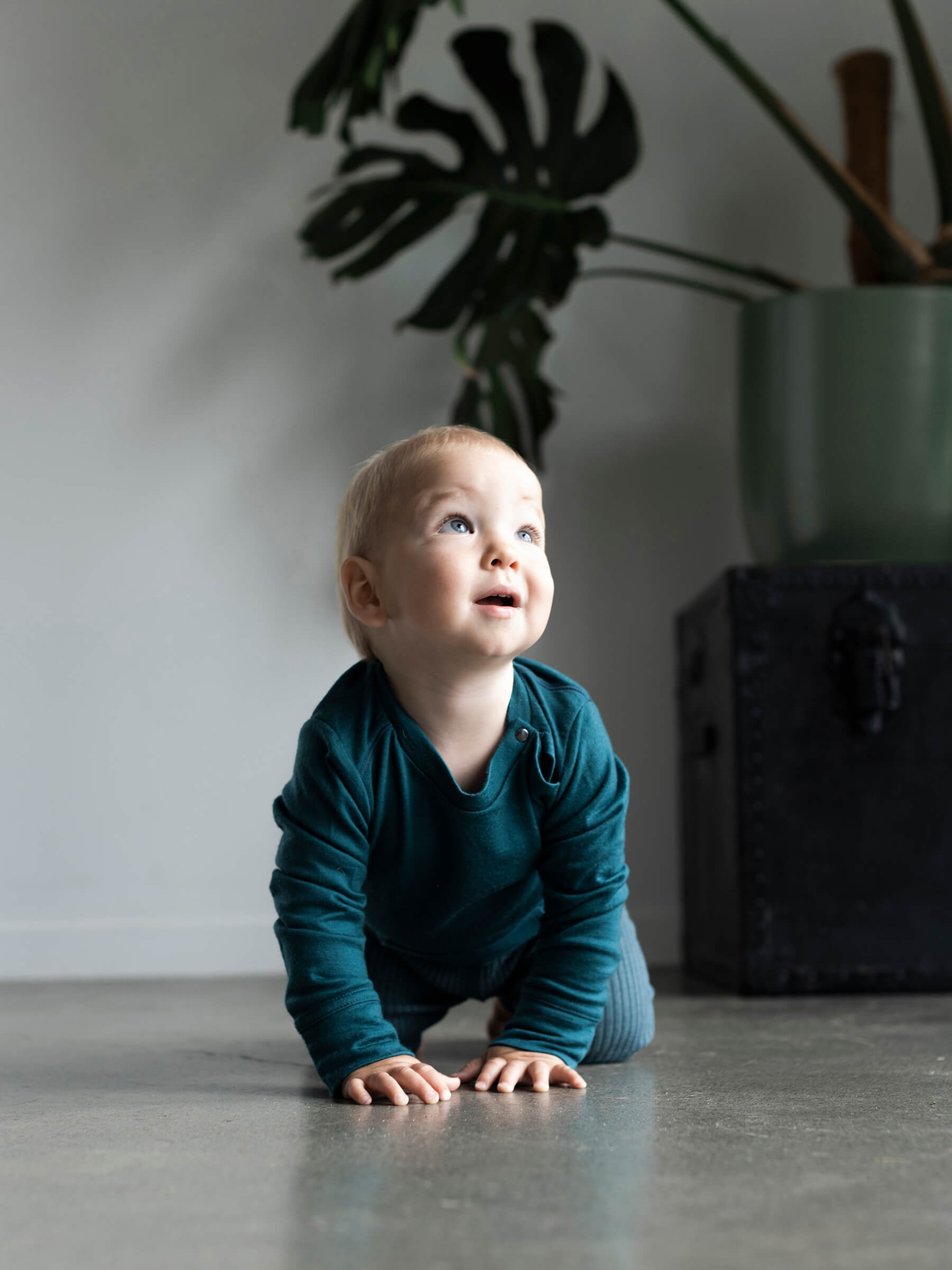 Baby Tihoi Merino Crew Deep Sea baby tops Nui Organics   