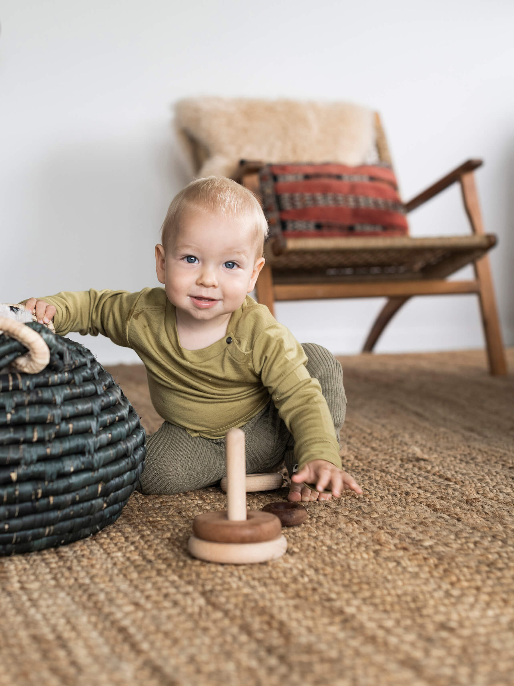 Baby Tihoi Merino Crew Willow baby tops Nui Organics   