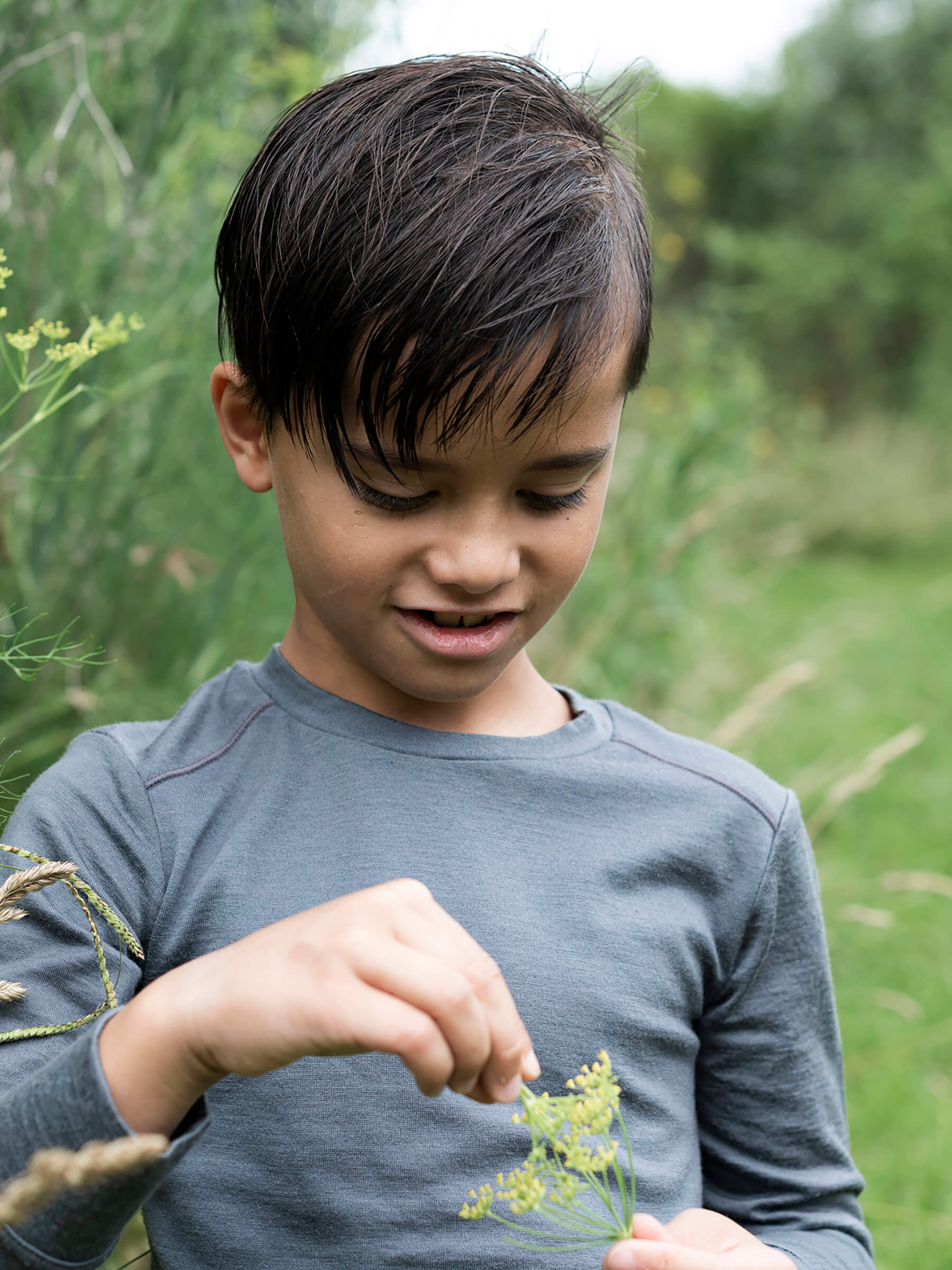 Child Tihoi Merino Crew Charcoal child tops Nui Organics   