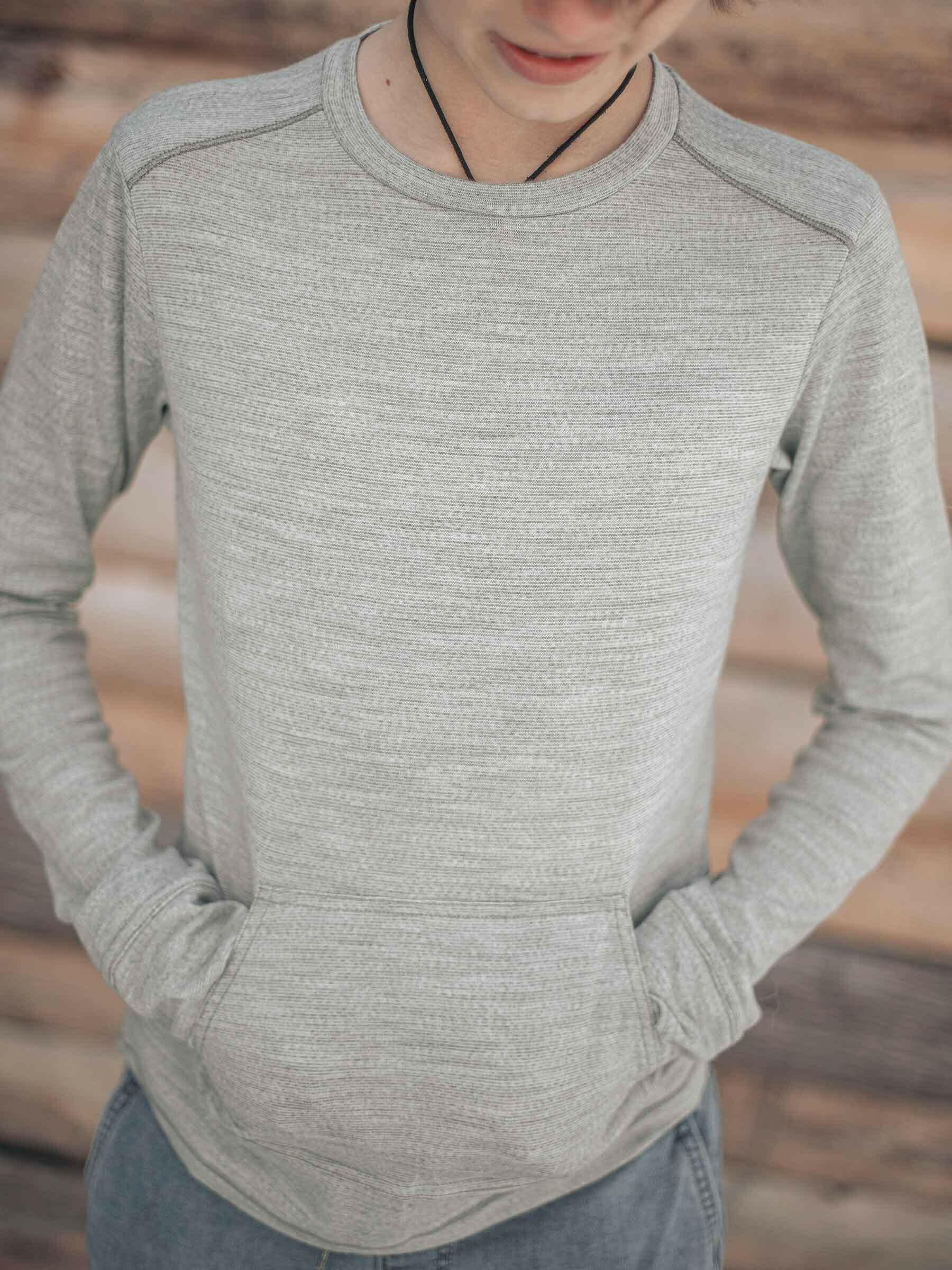 Child Tihoi Merino Crew Silver child tops Nui Organics   