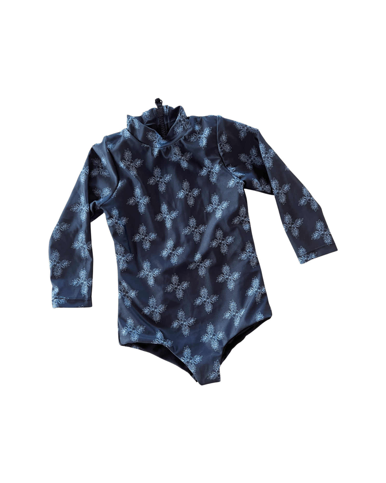 Girl's Long Sleeve Zip Up in Black Breadfruit Bandana Kids OF ONE SEA 0/1 Black Breadfruit Bandana 